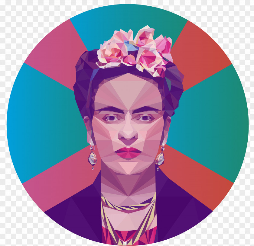 FRIDA Low Poly Portrait Graphic Designer Artist PNG