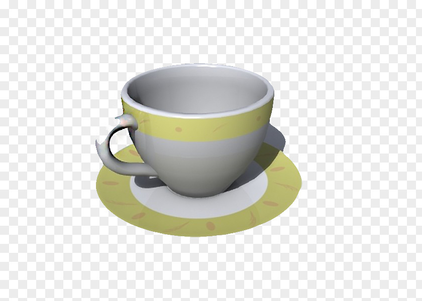 A White Cup With Yellow Edge Coffee PNG