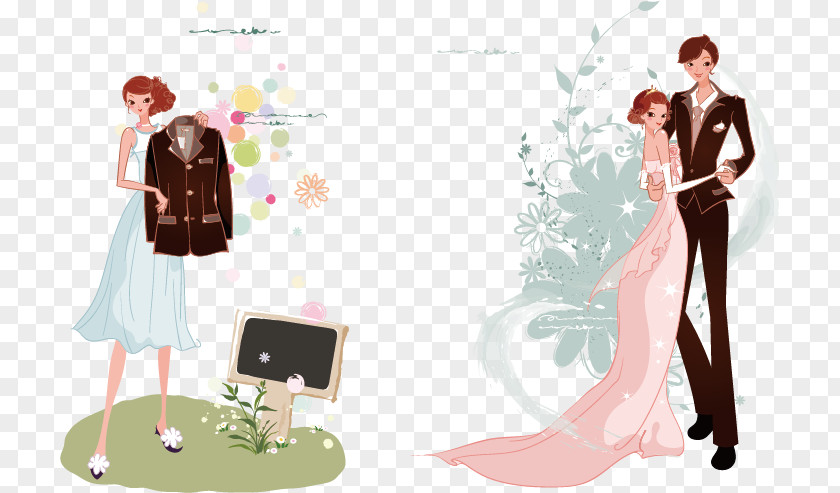 Wedding Cartoon Creative Marriage Bride Woman Illustration PNG