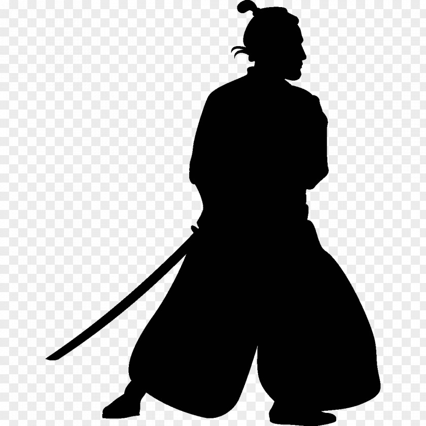 Samurai Silhouette Portrait Clip Art PNG