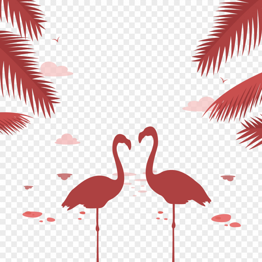 Beach Flamingo Silhouette Vector Lovers Bird Euclidean Illustration PNG