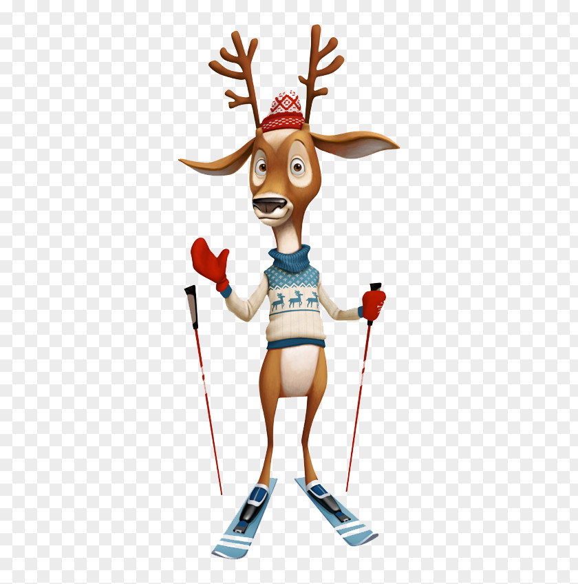 3d Cartoon Reindeer Character Illustration PNG