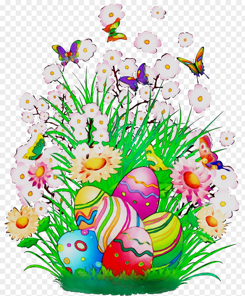Easter Bunny Egg Flowers Clip Art PNG