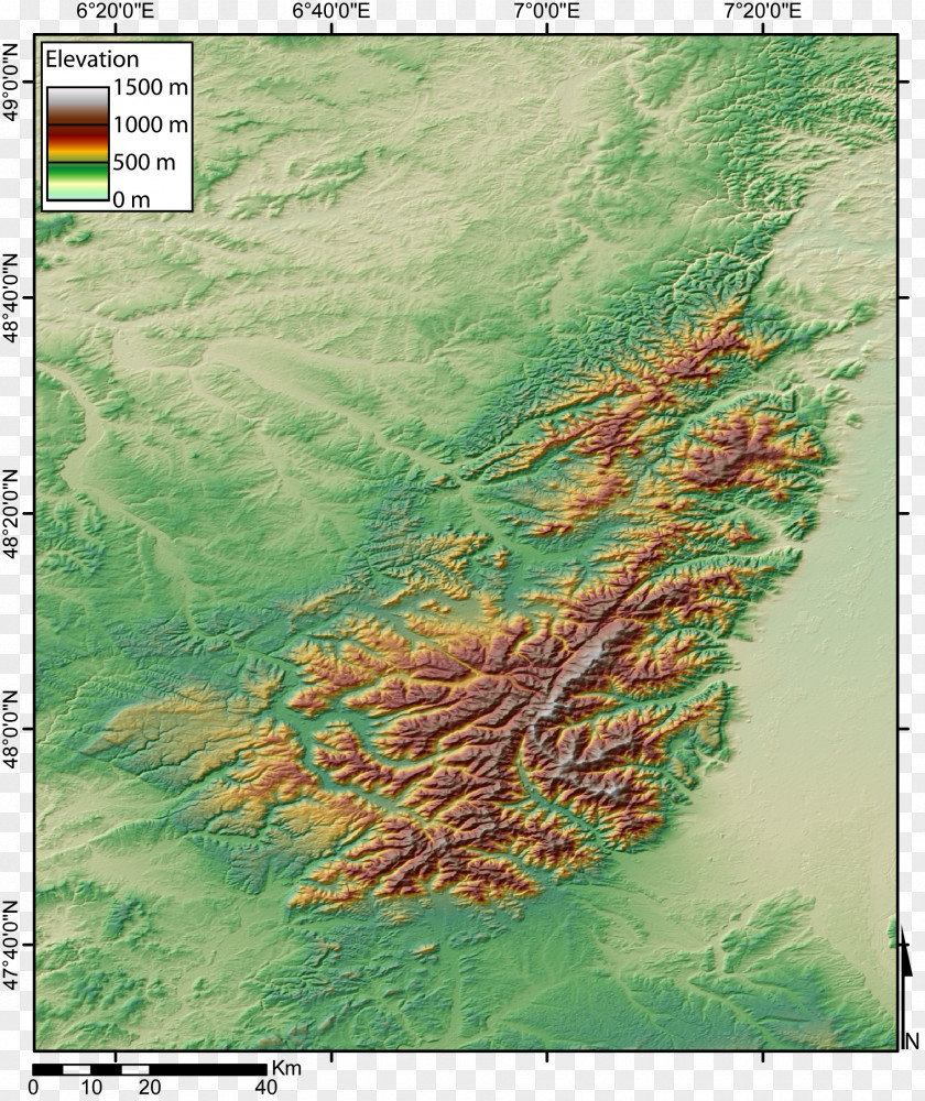 Map Northern Vosges Regional Nature Park Terrain Raised-relief PNG