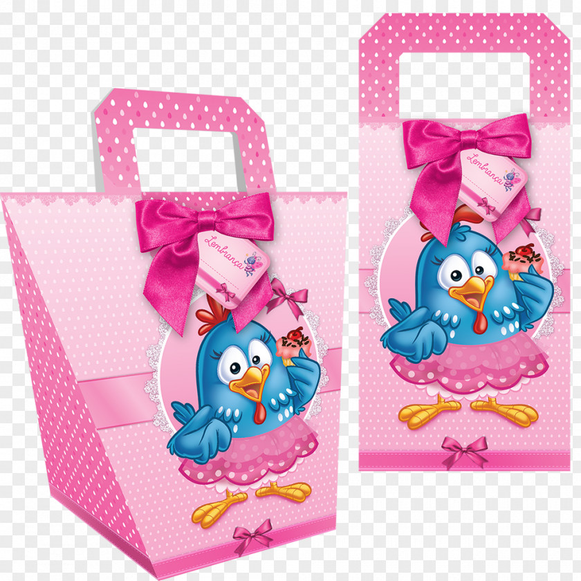 Sacola De Presente Galinha Pintadinha Paper Plastic Bag Chicken Pink PNG