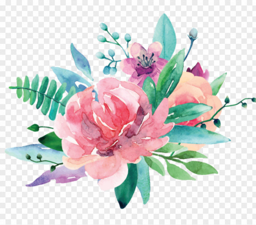 Flower Bouquet Watercolor Painting Floral Design Image PNG