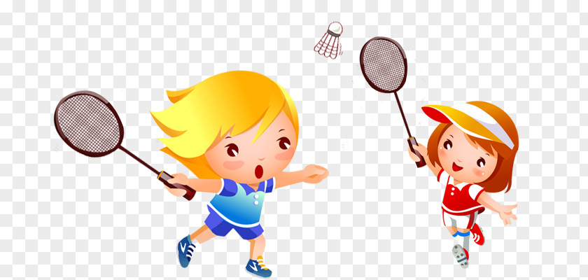 Play Badminton Cartoon Illustration PNG