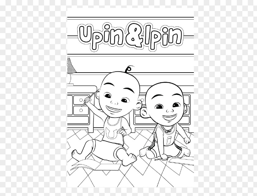 Book Upin Black And White Line Art PNG