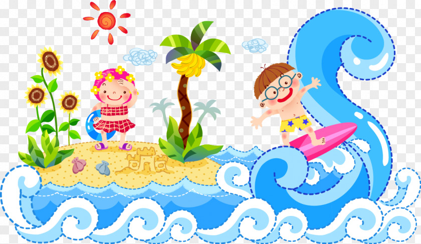 Cartoon Children Children's Waves Animation Child Illustration PNG