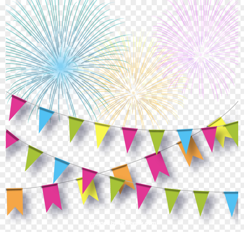 Color Festive Fireworks And Pull Flag Background Vector Adobe PNG