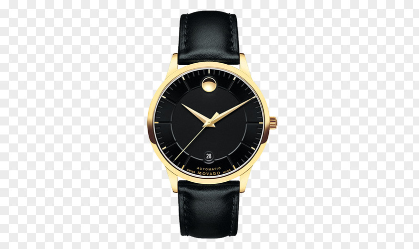 Movado Watches Swiss Action Series Automatic Watch Leather Strap Dial PNG