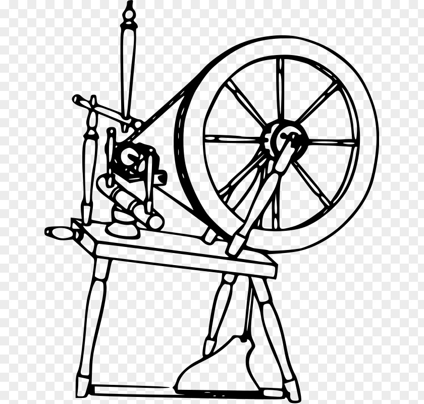 Spinning Wheel Drawing Yarn Textile PNG