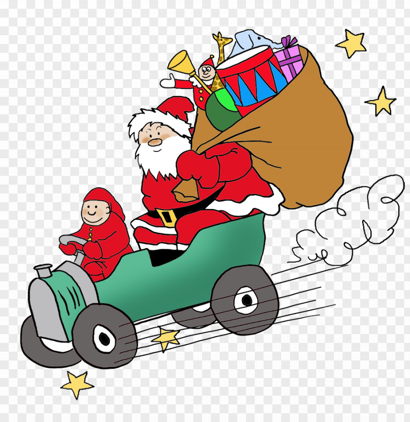 Cartoon Car Santa Claus Christmas Ornament Decoration Clip Art PNG