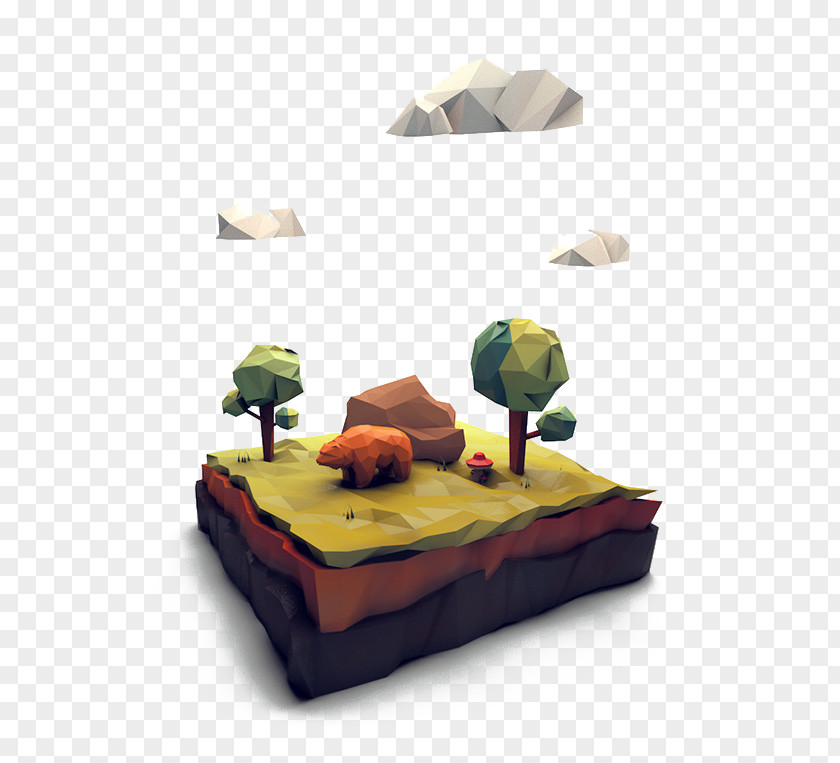 Mountain Perspective Tree Low Poly 3D Computer Graphics Polygon Art Illustration PNG