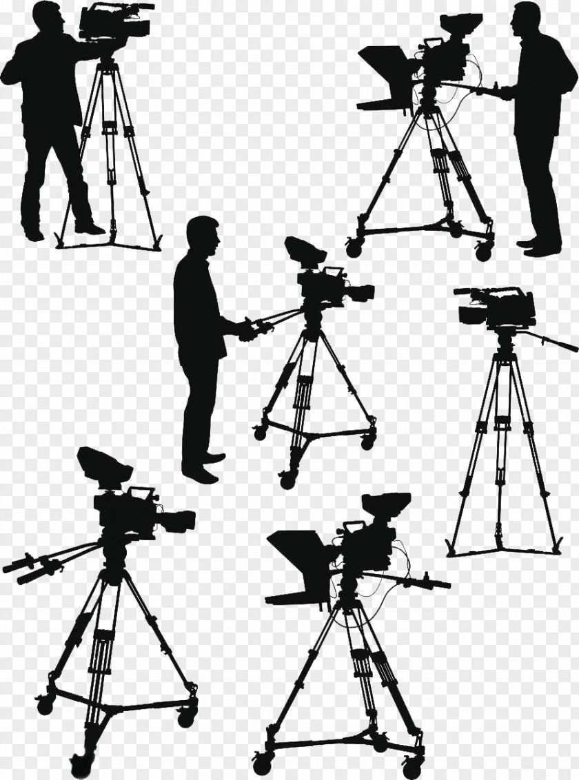 Silhouette Of A Radio Camera Reporter Operator Photography Illustration PNG