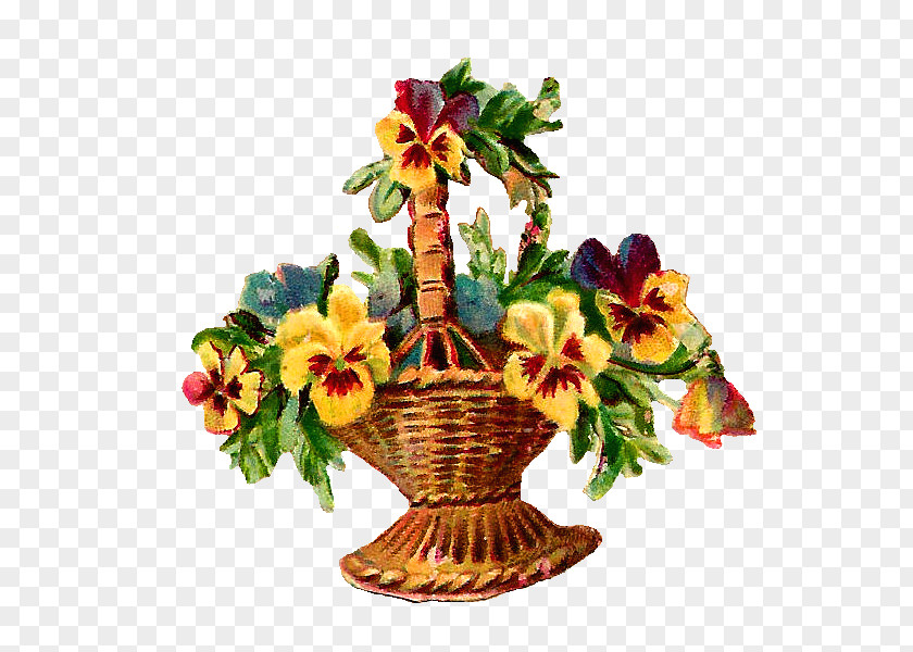Flower Basket Antique Clip Art PNG