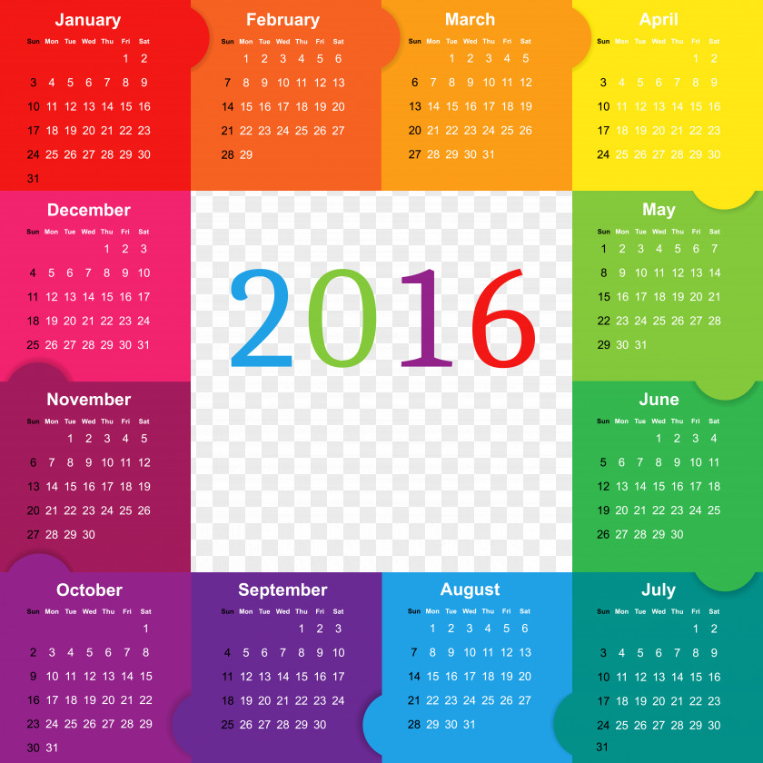 Colorful 2016 Calendar Image Calendaring Software Color Microsoft Outlook Time PNG