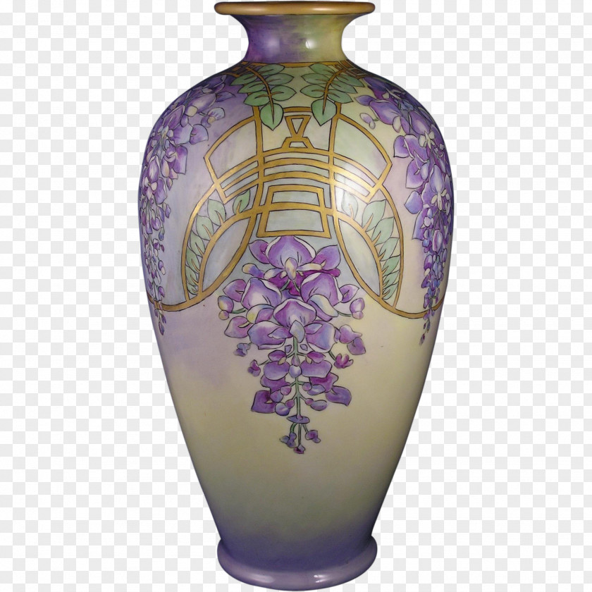 Wisteria Ceramic Vase Purple Urn Artifact PNG