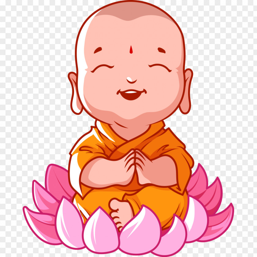 Buddha Smiling With Folded Hands Vector Material Cartoon Buddhism Buddha's Birthday Bhikkhu PNG