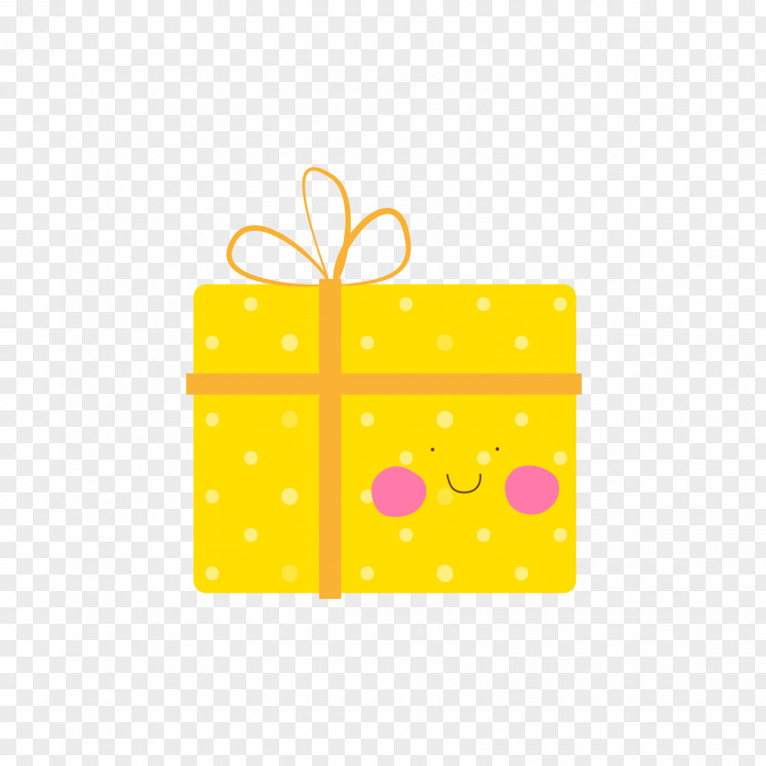 Yellow Cartoon Smiling Face Gift Box Drawing Animation PNG