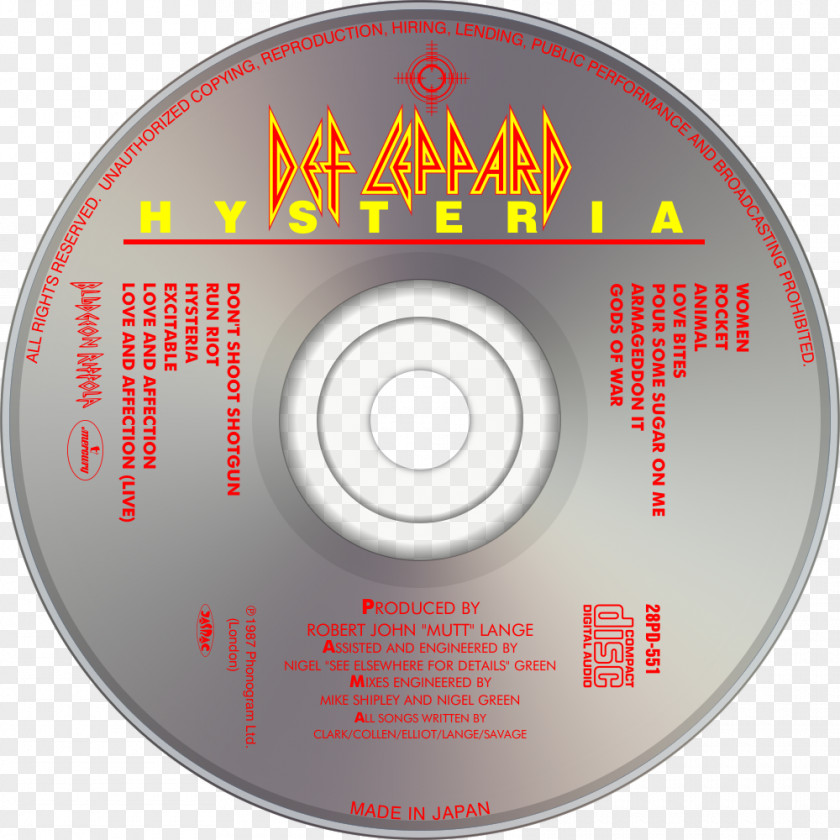 Def Leppard Compact Disc Viva! Hysteria Vault: Greatest Hits (1980–1995) PNG