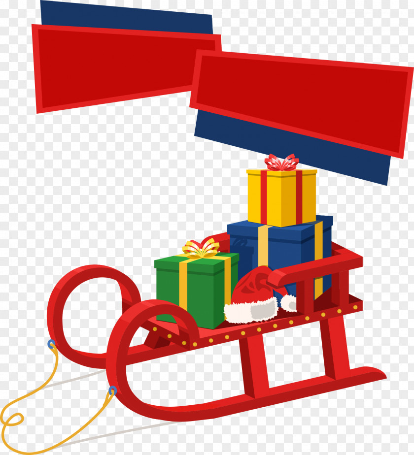 Red Christmas Sleigh Sled Euclidean Vector PNG