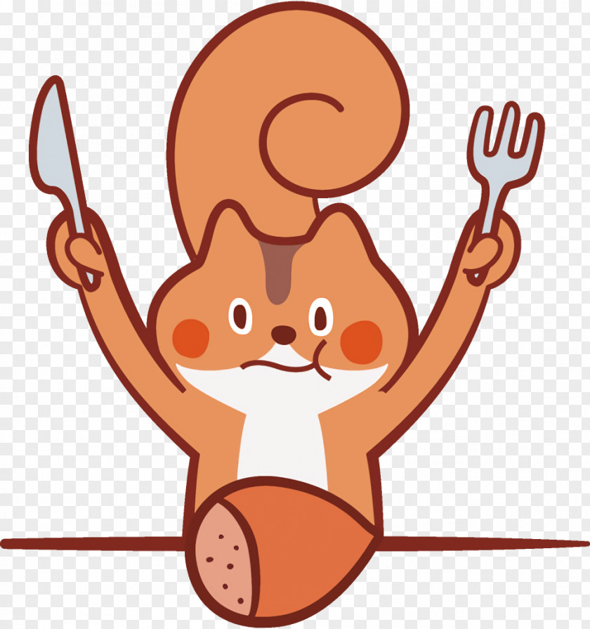 Pleased Cartoon Squirrel Autumn Acorn PNG