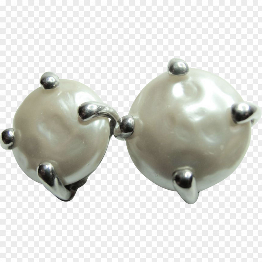 Silver Imitation Pearl Earring Body Jewellery PNG