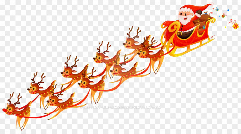 Sleigh Background Santa Claus Sled Image Reindeer PNG