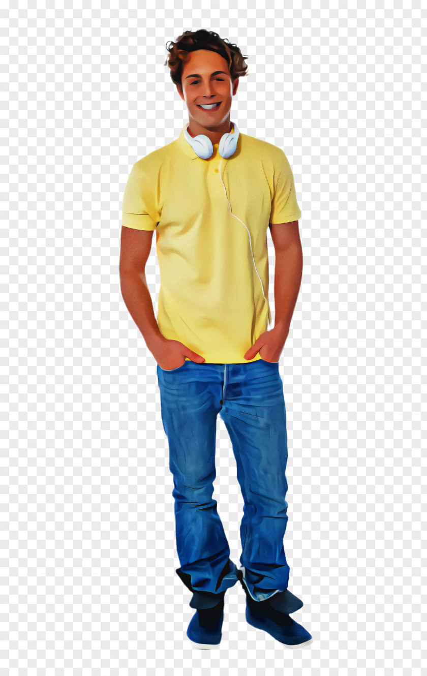 Workwear Denim Clothing Yellow Blue Standing Polo Shirt PNG