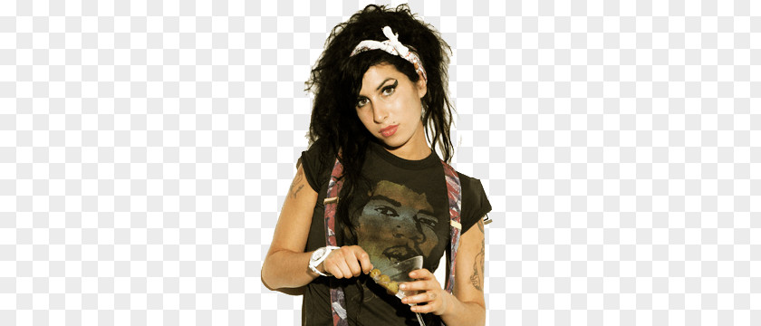 Amy Winehouse Thinking PNG Thinking, woman wearing black t-shirt clipart PNG