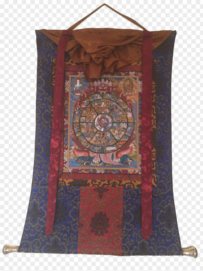 Hand-painted Man Avatar Thangka Tibetan Buddhism Prayer Flag Bhavacakra PNG