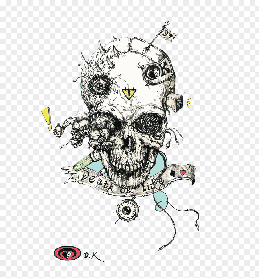 Creative Skull Decoration Painting Graphic Design PNG