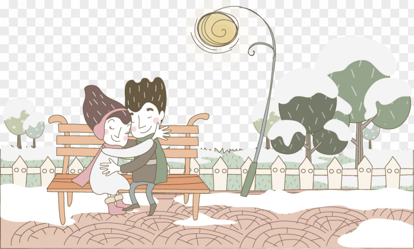 Park Dating Couples Drawing Illustration PNG