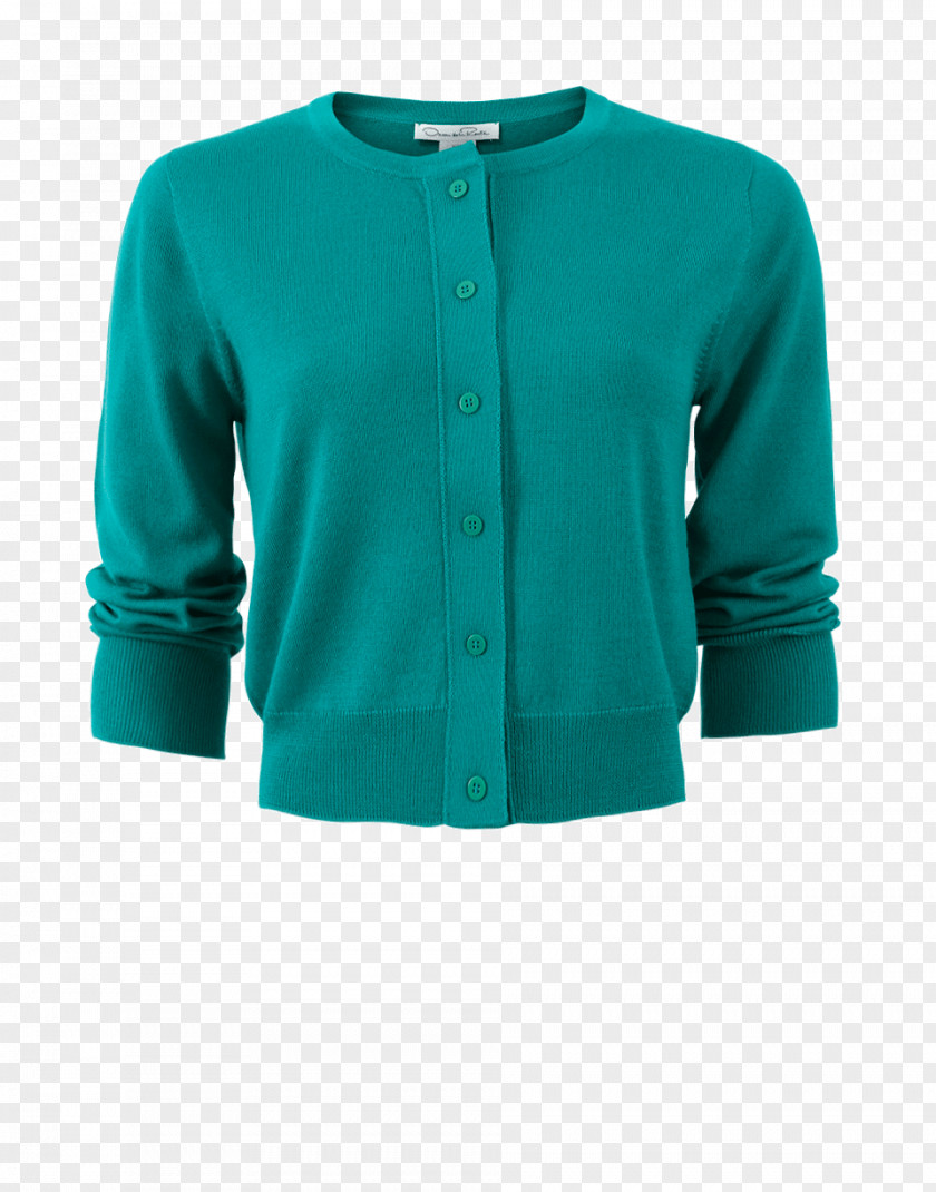 Cardigan Neck Sleeve Turquoise PNG