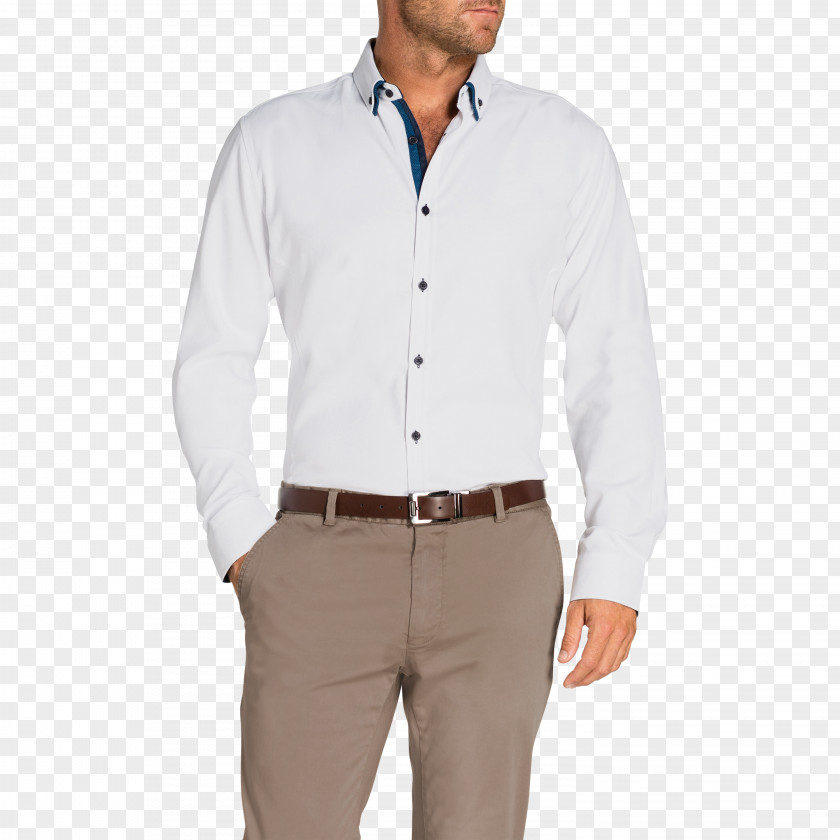 White Texture Dress Shirt Collar Button Sleeve Outerwear PNG