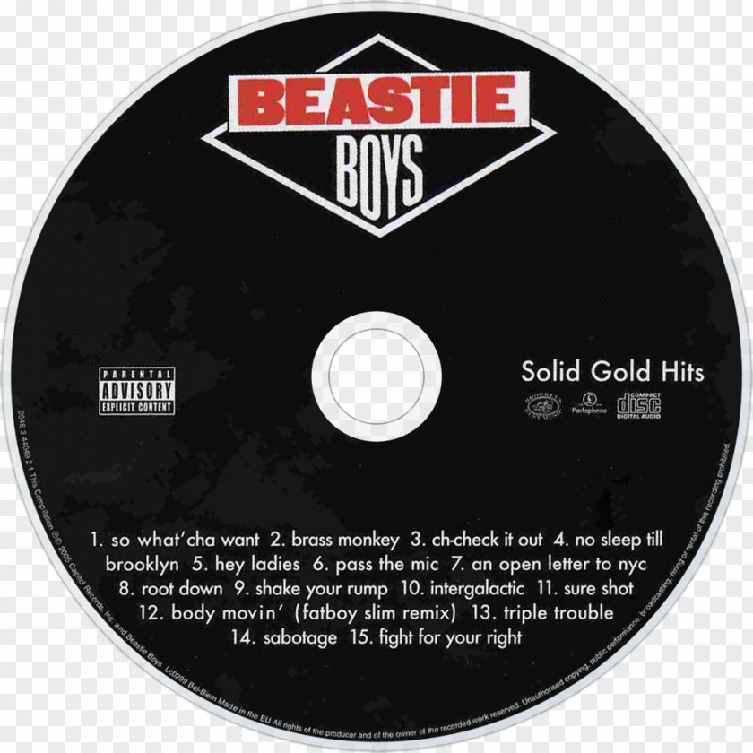 Beastie Boys Compact Disc Solid Gold Hits Phonograph Record LP PNG