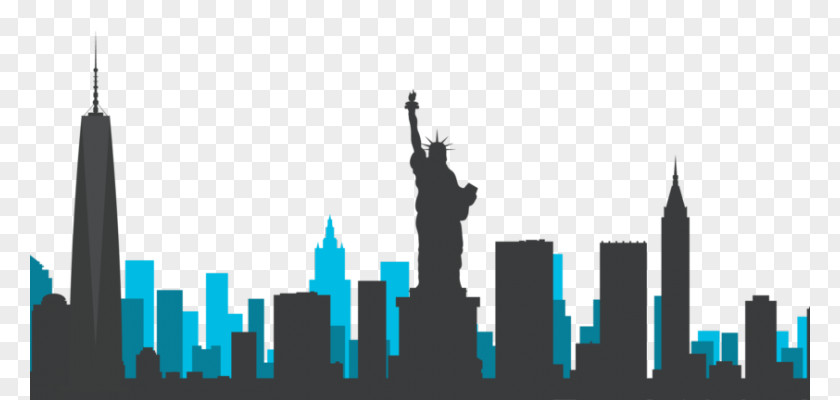 New York City Nyc Statue Of Liberty National Monument Skyline Vector Graphics Illustration Silhouette PNG