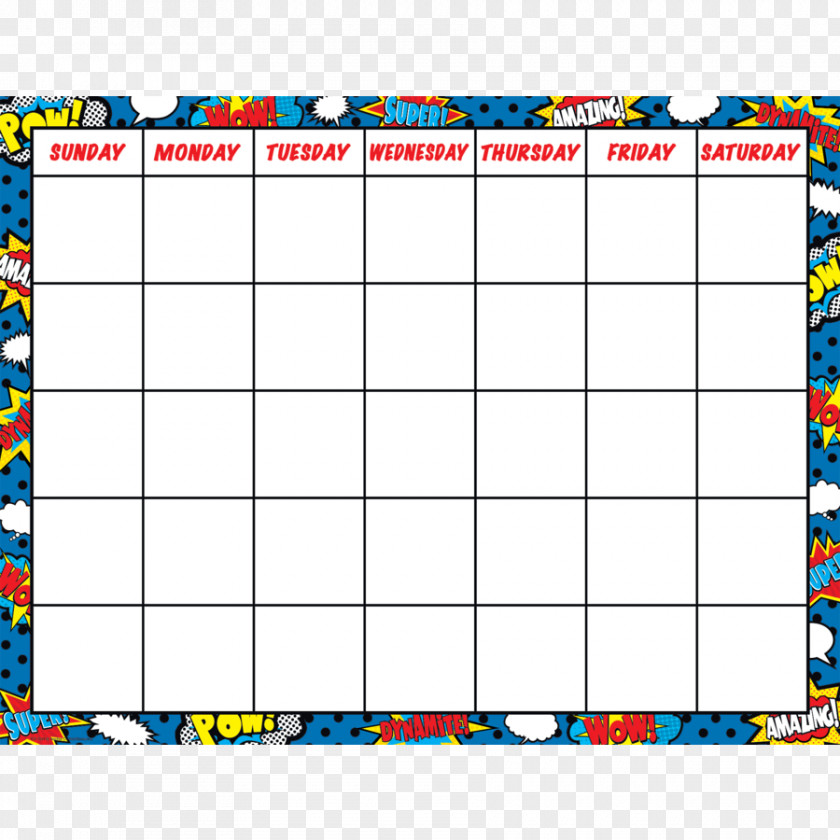 Border Decoration Chart Superhero Calendar Comic Book Month PNG
