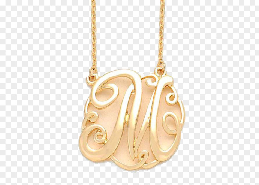 Necklace Locket Monogram Gold Jewellery PNG