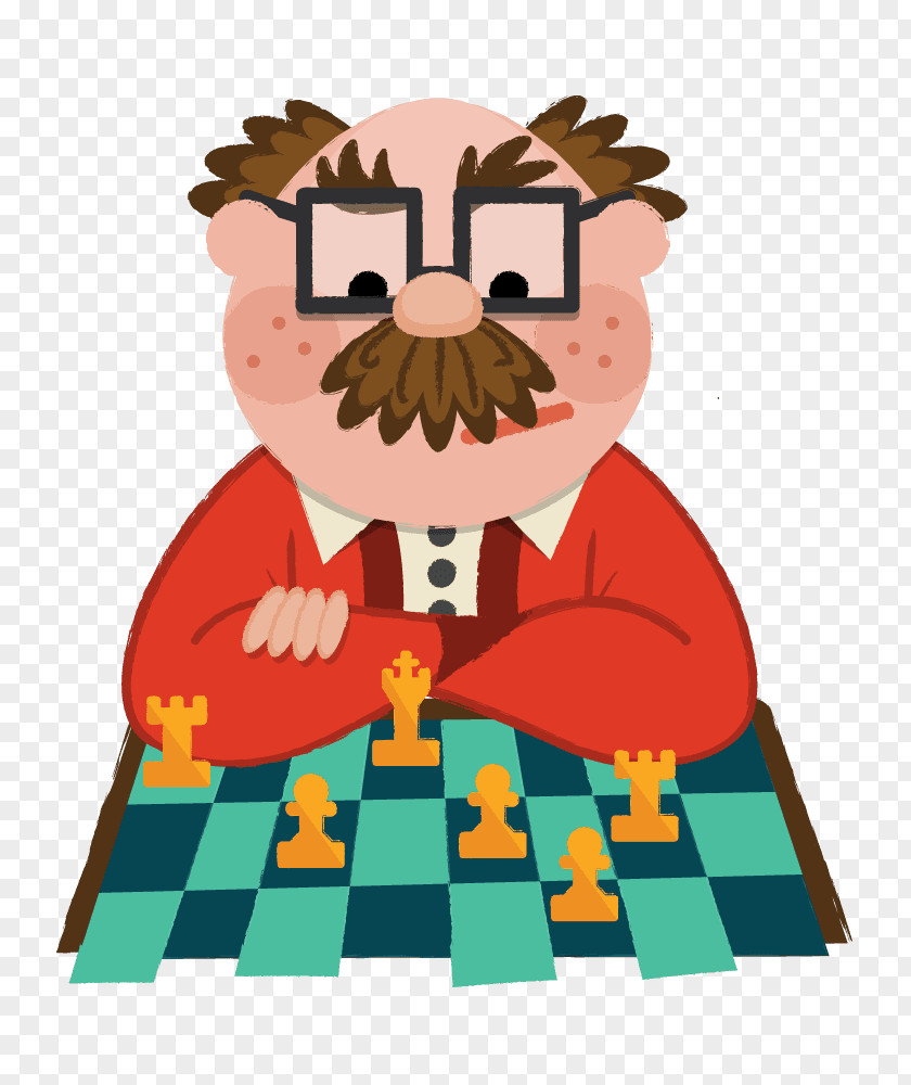 Flat Chess Grandfather Design Clip Art PNG