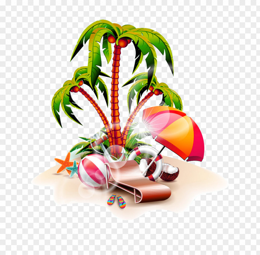 Palm Beach Volleyball Picture Material Island Illustration PNG