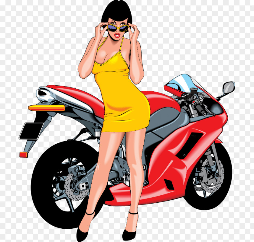 Car Motorcycle Bicycle Woman PNG