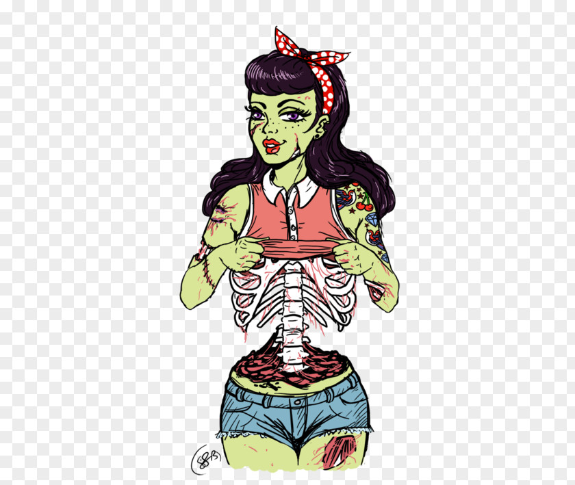 Psychobilly Rockabilly Pin-up Girl Drawing Art PNG girl Art, zombie clipart PNG