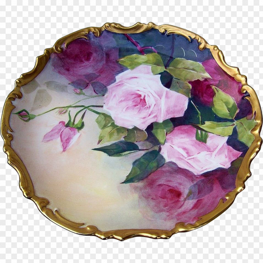 Hand-painted Roses Tableware Centifolia Platter Garden Rosaceae PNG