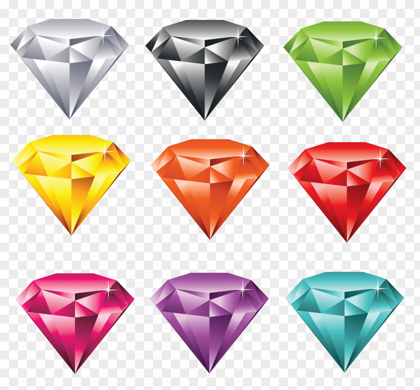 Multicolor Diamonds Set Clipart Gemstone Jewellery Clip Art PNG