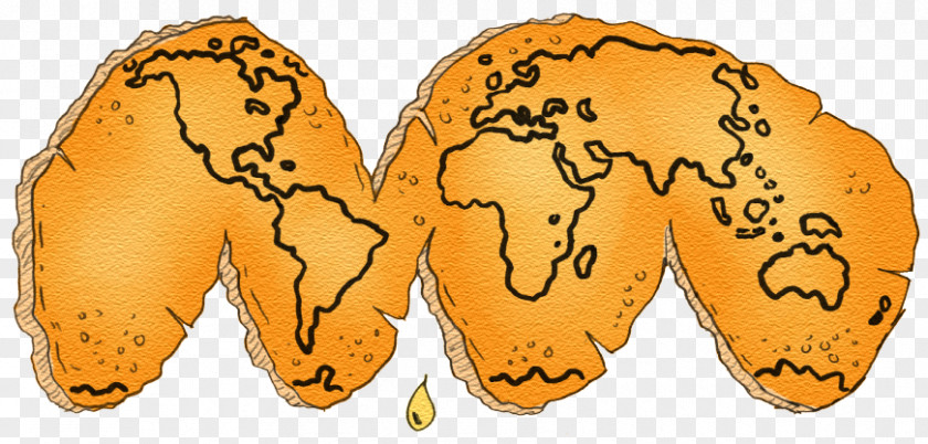 Globe World Map Orange PNG