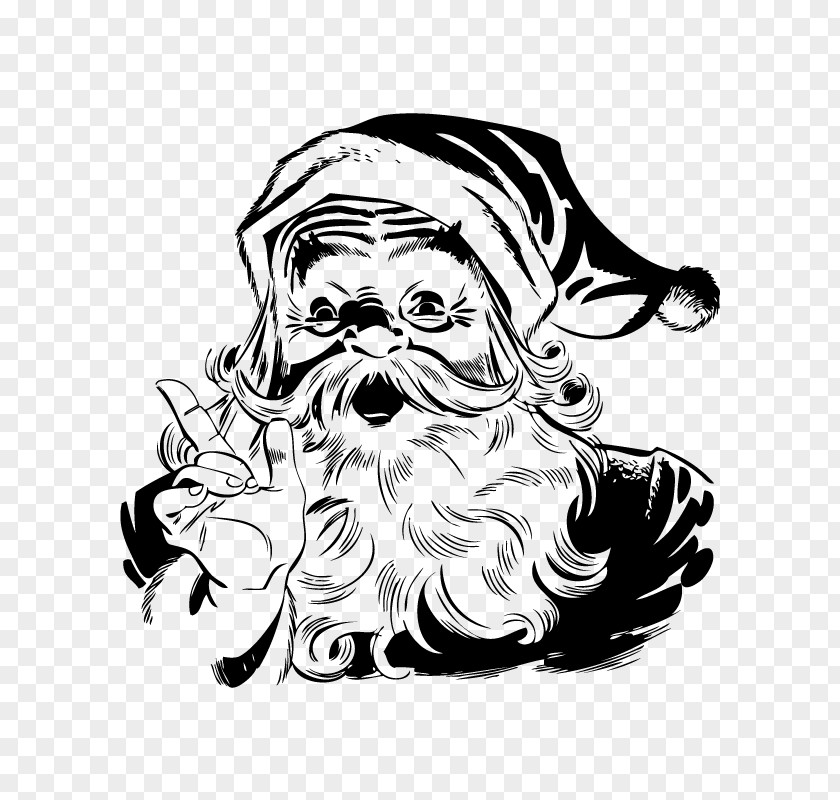 Santa Claus Black And White Christmas Clip Art PNG