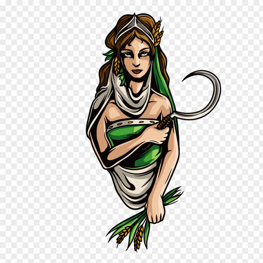Take Wheat Woman Wall Decal Greek Mythology Sticker Illustration PNG