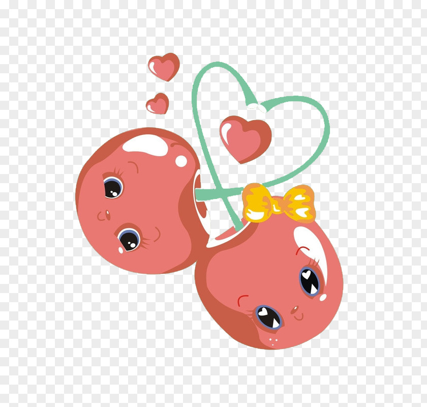 Cartoon Cherry Love Poster PNG